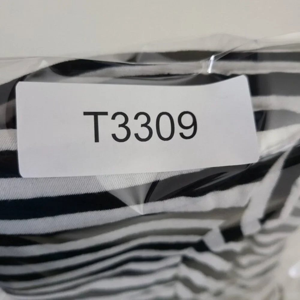 Veritecoeur Womens Black White Striped Long Sleeve Shirt - One Size